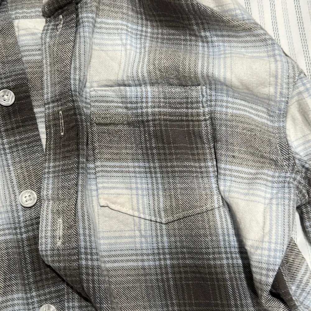 Gap Boys‎ Gray Plaid Hooded button up Shirt size small 6-7